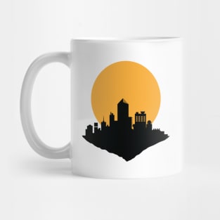 silhouette big city with Supermoon background Mug